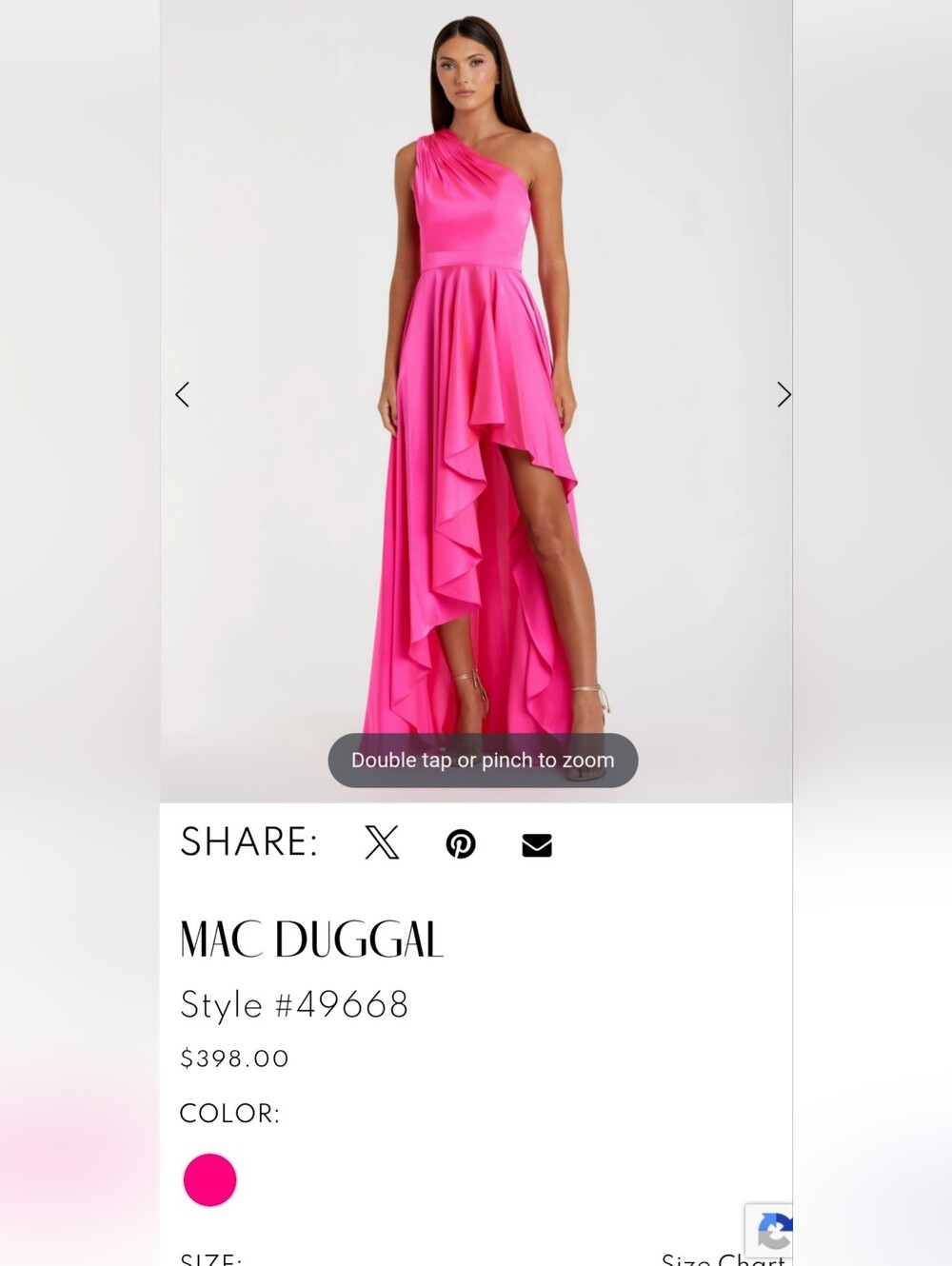 Mac Duggal Hot Pink Ruffled High-Low Gown